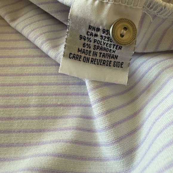 Straight Down x Brandon Dunes Lavender Striped Performance Golf Polo FLAWS LARGE - Picture 10 of 10